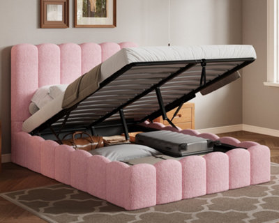 Groundlevel Kingsley Boucle Upholstered Gas Lift Ottoman Bed Frame from B&Q