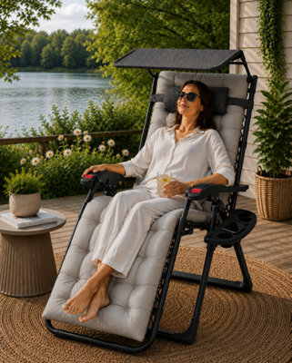 Groundlevel Luxury Gravity Chair With Thick Cushion And Canopy from B&Q