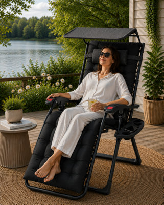 Groundlevel Luxury Gravity Chair With Thick Cushion And Canopy from B&Q