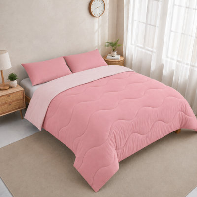 B&Q -  10.5 Tog Soft Coverless Reversible Duvet Set With Quilted Pillowcase Cover