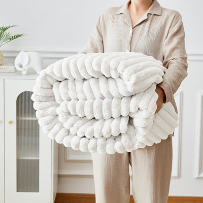 Groundlevel Super Soft Luxury Faux Fur Stripe Throw from B&Q
