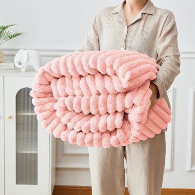 Groundlevel Super Soft Luxury Faux Fur Stripe Throw from B&Q