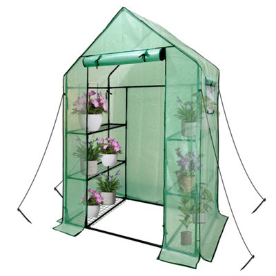 Heyfurni Walk In Greenhouse With Pe Cover3 Tier 6 Shelves Green House With Large Reinforced Tubular Steel Frame 143X73X195Cm from B&Q