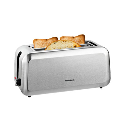B&Q -  4 Slice Toaster Long Slot Stainless Steel Bread Toaster With Extra Wide Slots For Artisan BreadCrumpets & Bagels
