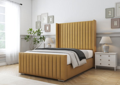 Comfort Beds Chester Mustard Plush Bed Frame With Mattress from B&Q