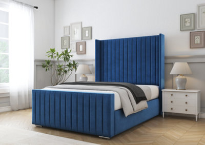 Comfort Beds Chester Navy Plush Bed Frame With Mattress from B&Q