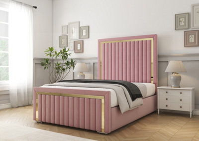 Comfort Beds Boston Gold Blush Plush Bed Frame With Mattress from B&Q