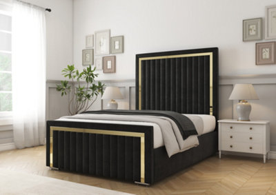 Comfort Beds Boston Gold Black Plush Bed Frame With Mattress from B&Q