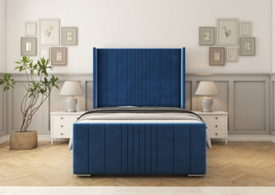 Comfort Beds Grace Navy Plush Bed Frame With Mattress from B&Q