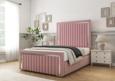 Comfort Beds Boston Chrome Blush Plush Bed Frame With Mattress from B&Q