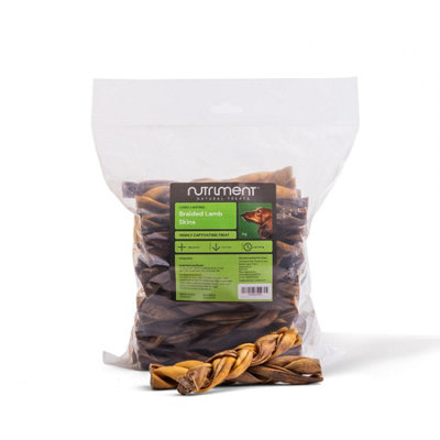 Pet Treats Wholesale Natural Treats Braided Lamb Skin (1Kg) 100% Lamb High Protein Dental Chew Treats from B&Q