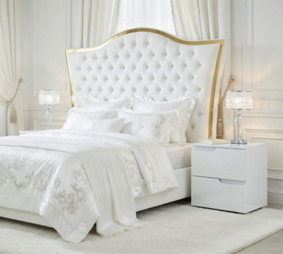 Amos Mann Furniture Cellini White Gloss 2 Drawer Bedside Table from B&Q