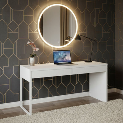 Amos Mann Furniture Milan Large White Reversible Computer Desk With 2 Drawers from B&Q