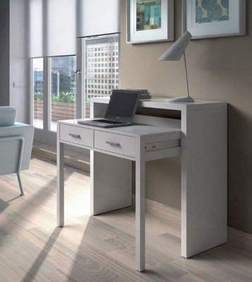 Amos Mann Furniture Vienna Artic White Extending Computer Desk Console Dressing Table from B&Q