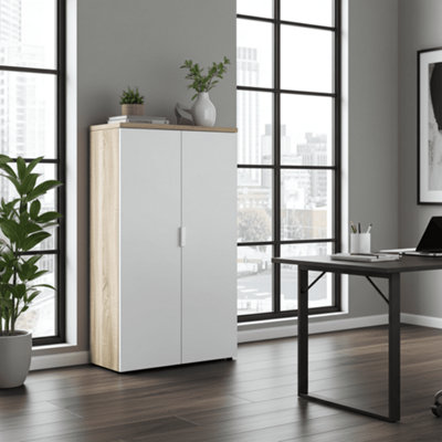 Amos Mann Furniture Mensa White And Oak Storage Cupboard from B&Q