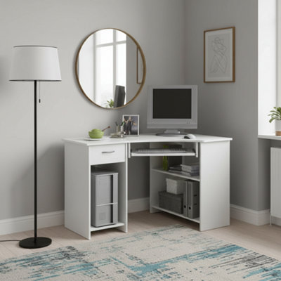 Amos Mann Furniture Lami White Corner Desk With Drawer 350-001 from B&Q
