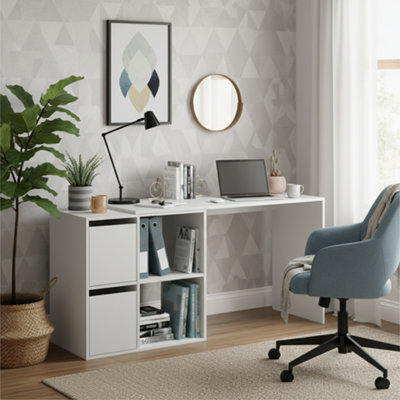 Amos Mann Furniture Morgan White Flexi Corner Desk With Storage008311A from B&Q