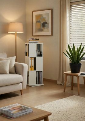 Amos Mann Furniture Luna White Effect Tall Revolving Filling Tower Bookcase Cabinet from B&Q