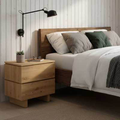 Amos Mann Furniture Erma Artisan Oak Effect 2 Drawer Bedside from B&Q