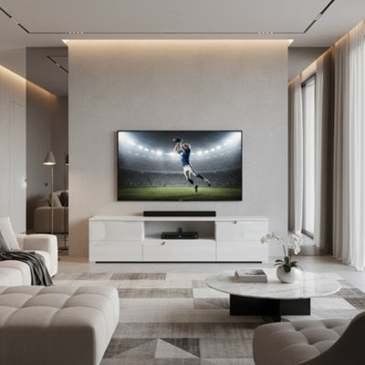 Amos Mann Furniture Cellini White Gloss Tv UnitMediaEntertainment Furniture from B&Q