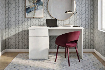 Amos Mann Furniture Cellini Small White Gloss Computer Desk Office Workstation from B&Q
