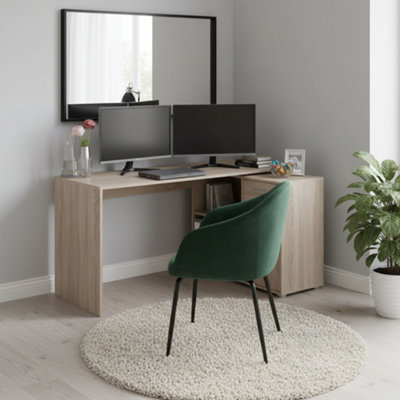Amos Mann Furniture Carla Corner Flexi Desk Oak Effect With Drawer 360-001Oak from B&Q