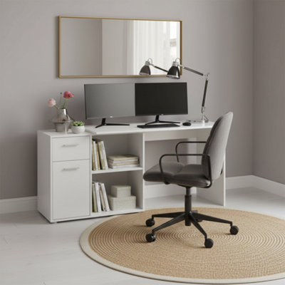 Amos Mann Furniture Carla Corner Flexi Desk White With Drawers 360-001Wht from B&Q