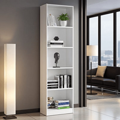 Amos Mann Furniture Milan Artic White Tall Bookcase Bookshelf from B&Q
