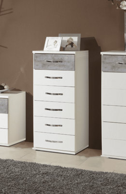 Amos Mann Furniture Maria White And Grey Narrow Chest Of Drawers from B&Q
