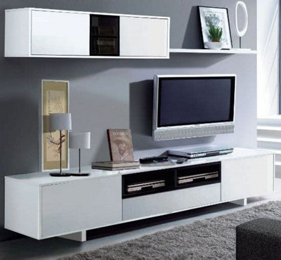 Amos Mann Furniture Belus White Gloss Tv Cabinet With Wall Unit from B&Q