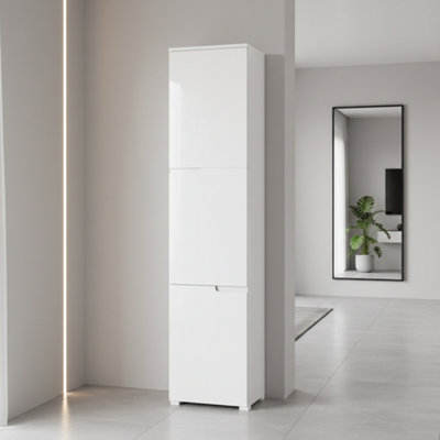 Amos Mann Furniture Cellini White Gloss Tall Bookcase With Doors S13 from B&Q