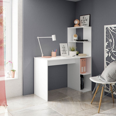 Amos Mann Furniture Klazia Artic White Modern Office Storage Desk With Bookcase Stand008318A from B&Q