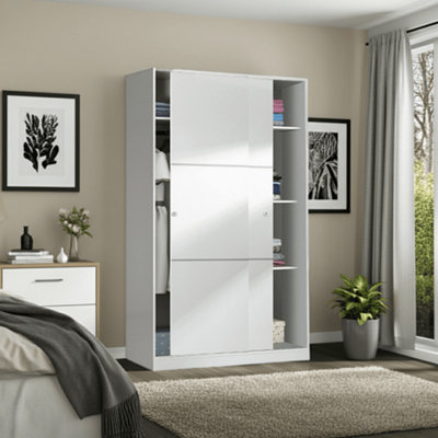 Amos Mann Furniture Savona White Small Sliding Wardrobe 120Cm Wide from B&Q
