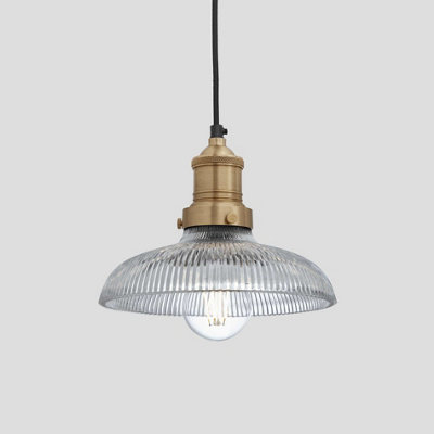 Industville Brooklyn Glass Dome Pendant8 InchBrass Holder from B&Q