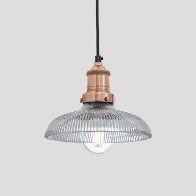 Industville Brooklyn Glass Dome Pendant8 InchCopper Holder from B&Q