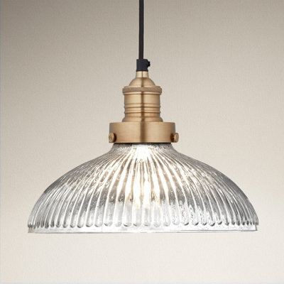 Industville Brooklyn Glass Dome Pendant12 InchBrass Holder from B&Q