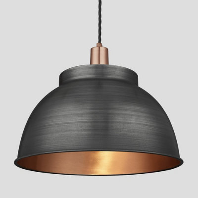 Industville Sleek Dome Pendant17 InchPewter & CopperCopper Holder from B&Q
