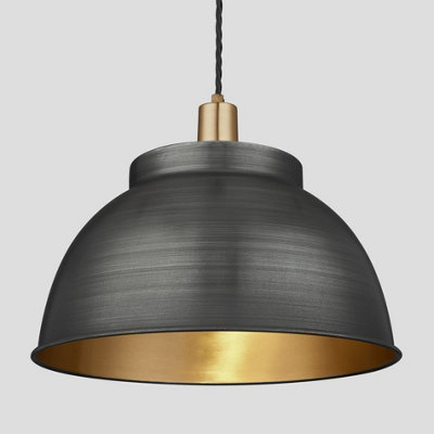 Industville Sleek Dome Pendant17 InchPewter & BrassBrass Holder from B&Q