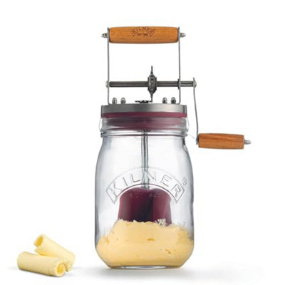Kilner Butter Churner Set 1 L Glass Jar With Hand Churning Mechanism And Recipe Booklet Ideal For Homemade Flavored Pancakes from B&Q