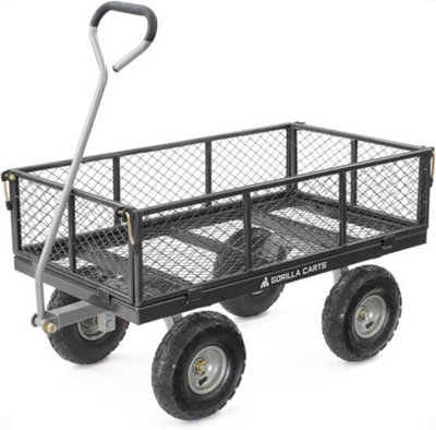 Gorilla Carts Gorilla Cart Large 350 Kg Solid Steel Outdoor Garden Multi-Use Hauling Utility Wagon CartBlack from B&Q