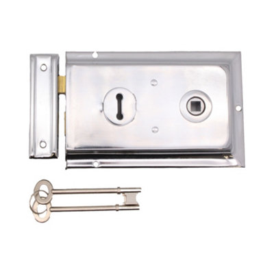 Eai Traditional Rim SashlockSurface Mounted Lock 156 X 106mmPolished Chrome from B&Q