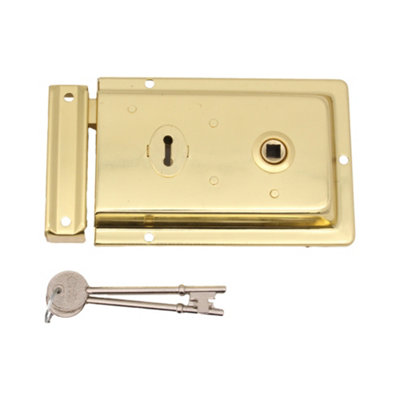Eai Traditional Rim SashlockSurface Mounted Lock 156 X 106mmPolished Brass from B&Q