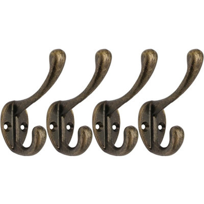 Eai Brass Coat Hook Robe Hook Petite Traditional PatternPack Of 4Antique Brass from B&Q