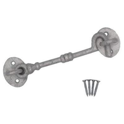 Afit Cabin Hook Galvanised Cast Iron 150mm Heavy Duty French Stable Door Gate Hold Back With Fixings Barrel Style from B&Q