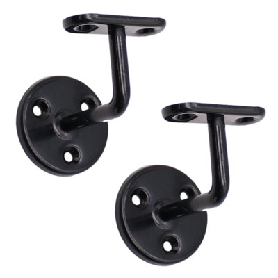 Afit Handrail Bracket Black Pack 2 Wall Mounted Strong Steel 63mm from B&Q