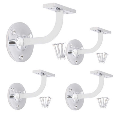 Afit Handrail Bracket Polished Chrome Pack 4 Banister Brackets Stair Banister Wall Handrail 63mm from B&Q