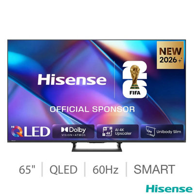 Hisense 65A7Stuk 65 Inch Qled 4K Ultra Hd Smart Tv, Dolby Vision Iq, Hdr10+, Ai 4K Upscaler, Vidaa, Voice Control, 60Hz, Grey