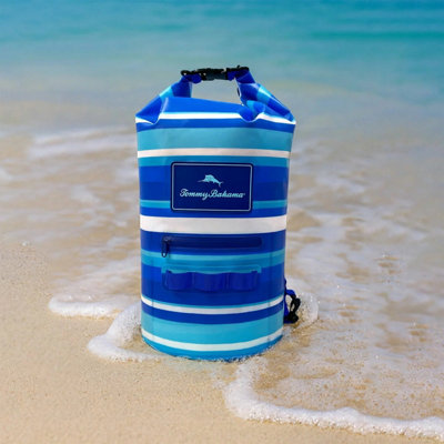 Xample Tommy Bahama 20L Waterproof Dry Bag Striped Roll Top Beach Travel Bag Adjustable Strap Front Pocket Outdoor Gear from B&Q