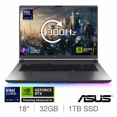 Asus Rog Strix G18 Gaming Laptop, Intel Core Ultra 9 290Hx Plus, 32Gb Ram, 1Tb Ssd, Rtx 5070 Ti, 18" 2.5K 300Hz Display
