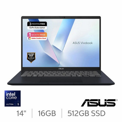 Asus Vivobook 14 Copilot+ Pc, Intel Core Ultra 5 325, 16Gb Ram, 512Gb Ssd, 14 Inch Wuxga Ips Display, Windows 11, Blue